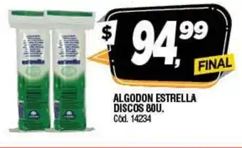Supermercados Yaguar Algodon Estrella Discos 80u oferta