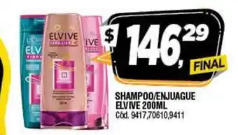 Supermercados Yaguar Elvive Shampoo/Enjuague 200ml oferta