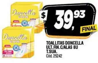 Supermercados Yaguar Doncella Toallitas Ult.Fin C/Alas 8u T Sua oferta