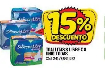 Supermercados Yaguar S.Libre Toallitas x 8 Unid Todas oferta