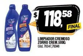 Supermercados Yaguar Zorro Limpiador Cremoso Crem. 500g oferta