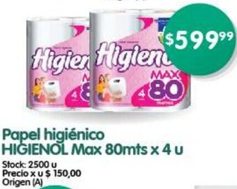 Supermercados Buenos Días Papel Higiénico Higienol Max 80mts x 4u oferta