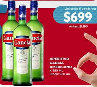 Supermercados Tadicor Aperitivo Gancia Americano 950ml oferta