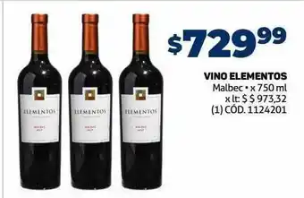 Makro Vino elementos malbec oferta