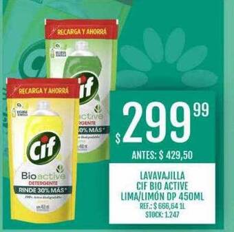 Supermercados Todo Lavavajilla cif bio active lima o limón oferta
