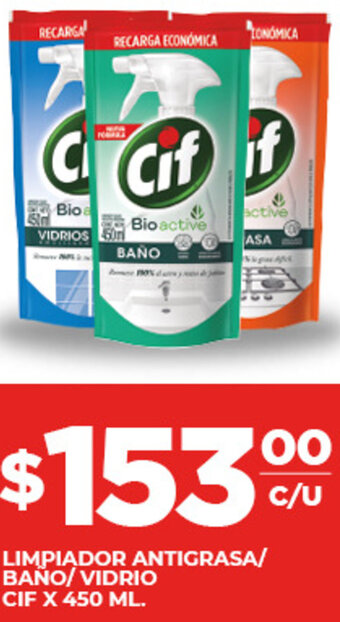 Supermercados DIA Limpiador Antigrasa/Baño/Vidro Cif 450ml oferta