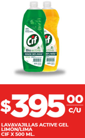 Supermercados DIA Lavavajillas Active Gel Limón/Lima Cif 500ml oferta
