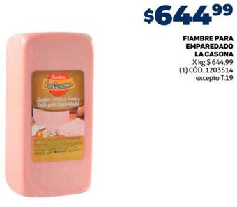 Makro Fiambre para Emparedado La Casona oferta