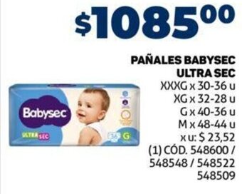 Makro Pañales Babysec Ultra Sec oferta