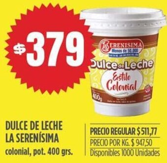 Supermercados Vea Dulce de Leche La Serenísima 400g oferta