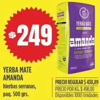 Supermercados Vea Yerba Mate Amanda 500g oferta
