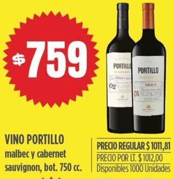 Supermercados Vea Vino Portillo 750cc oferta