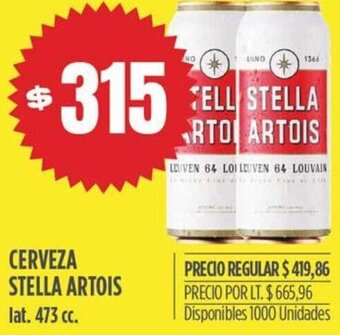 Supermercados Vea Cerveza Stella Artois 473cc oferta