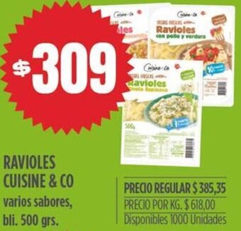 Supermercados Vea Ravioles Cuisine & Co 500g oferta