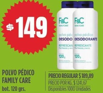 Supermercados Vea Polvo Pédico Family Care 120g oferta