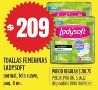 Supermercados Vea Toallas Femeninas Ladysoft 8un oferta