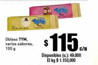 Cooperativa Obrera Obleas tym, varios sabores oferta