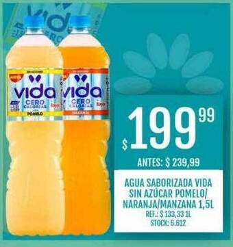 Supermercados Todo Agua saborizada vida sin azúcar pomelo naranja manzana oferta