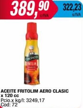 Maxiconsumo Aceite Fritolim Aero Clasic 120cc oferta