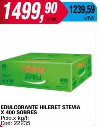 Maxiconsumo Edulcorante Hileret Stevia 400 Sobres oferta