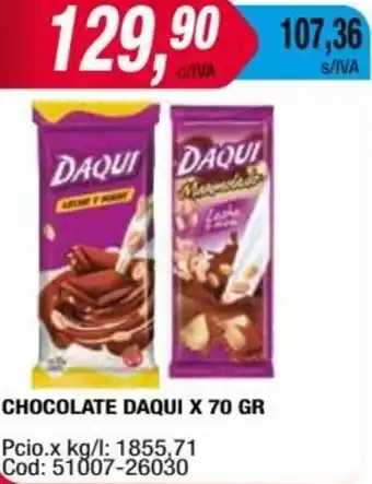 Maxiconsumo Chocolate Daqui 70g oferta