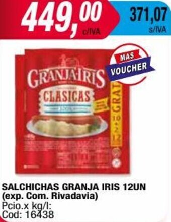 Maxiconsumo Salchichas Granja Iris 12un oferta