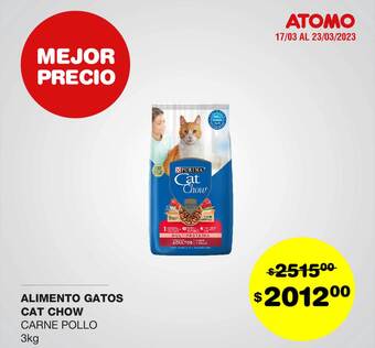 Atomo Conviene Alimento gatos cat chow carne pollo oferta