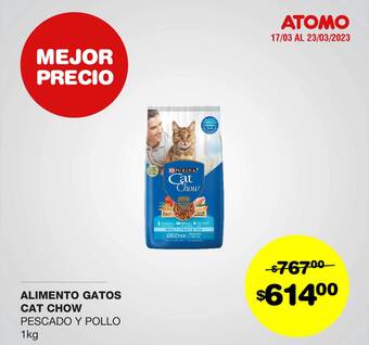 Atomo Conviene Alimento gatos cat chow pescado y pollo oferta