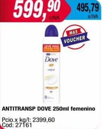 Maxiconsumo Antitransp Dove 250ml Femenino oferta