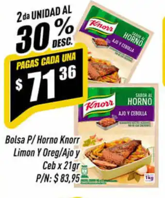 Supermercados Comodin Knorr Bolsa P/Horno Limon Y Oreg/Ajo y Ceb x 21gr oferta