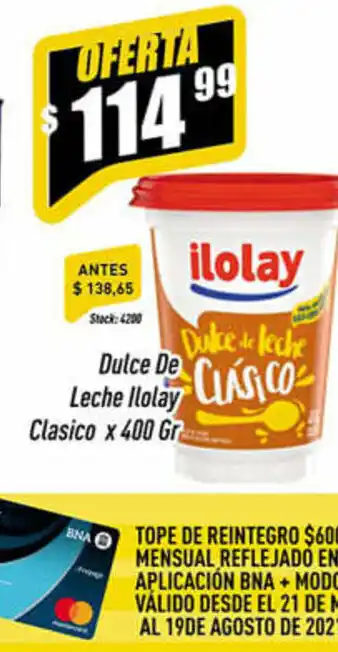 Supermercados Comodin Ilolay Dulce De Leche Clasico x 400gr oferta