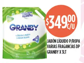 Supermercados Toledo Grandy Jabón Líquido P/Ropa Varias Fragrancias DP x 3lt oferta