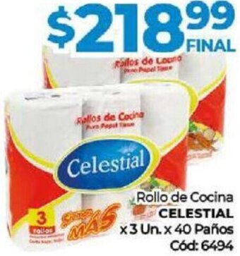 Diarco Rollo de Cocina Celestial 3un x 40 Paños oferta