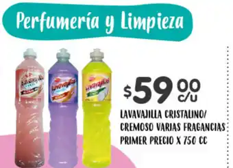 Supermercados Toledo Lavavajilla Cristalino/Cremoso Varias Fragrancias Primer Precio x 750cc oferta