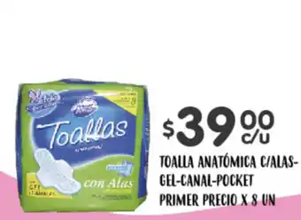 Supermercados Toledo Toallas Anatómica c/Alas Gel-Canal-Pocket Primer Precio x 8un oferta