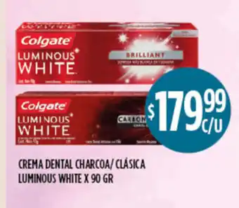 Supermercados Toledo Crema Dental Charcoa/ Clásica Luminous White x 90 gr oferta