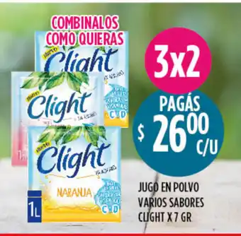 Supermercados Toledo Jugo en Polvo Varios Sabores Clight x 7 gr oferta