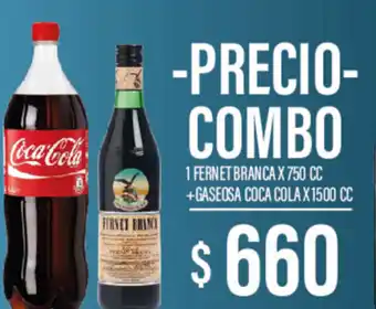 Supermercados Toledo 1 Fernet Branca x 750 cc + Gaseosa Coca Cola x 1500 cc oferta