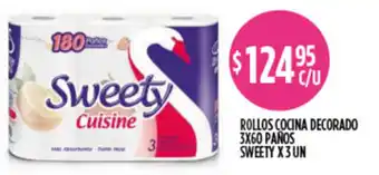 Supermercados Toledo Sweety Rollos Cocina Decorado 3 x 60 Paños x 3un oferta