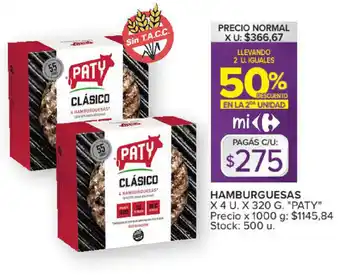 Carrefour Market Paty Hamburguesas x 4u x 320g oferta