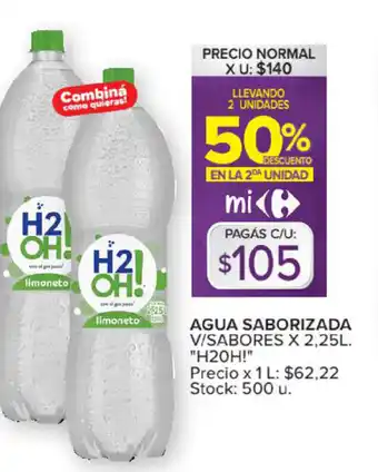 Carrefour Market Agua Saborizada V/Sabores x 2.25L H2oH! oferta