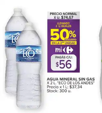 Carrefour Market Agua Mineral Sin Gas x 2L Eco De Los Andes oferta