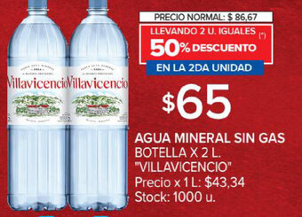 Carrefour Market VillaVicencio Agua Mineral Sin Gas Botella x 2L oferta