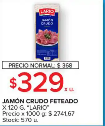 Carrefour Market Lario Jamón Crudo Feteado x120g oferta