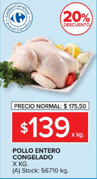 Carrefour Market Pollo Entero Congelado x kg oferta