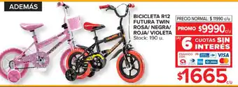 Bicicleta R12 Futura Twin Rosa/Negra/Roja/Violeta