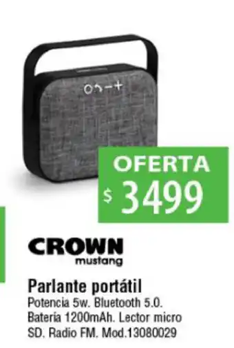 Casa Silvia Crown mustang Parlante Portátil Potencia 5w oferta