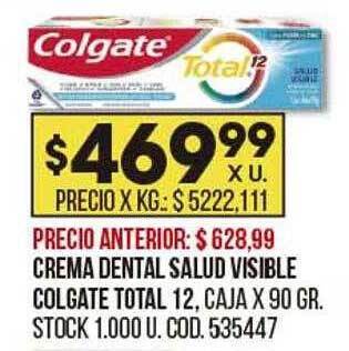 Coto Crema dental salud visible colgate total oferta