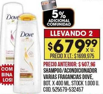 Coto Shampoo o acondicionador varias fragancias dove oferta