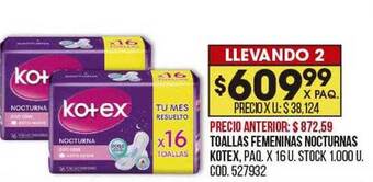 Coto Toallas femeninas nocturnas kotex oferta